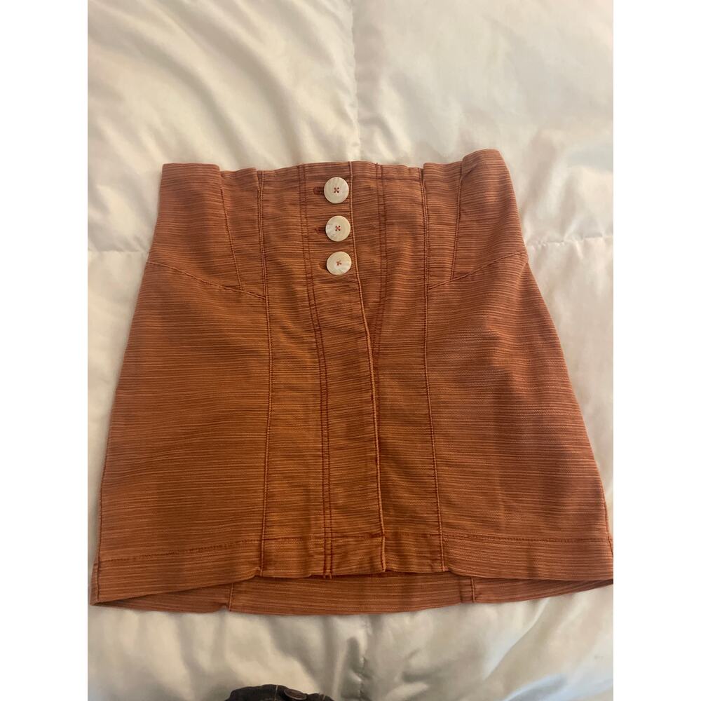 FREE PEOPLE Every Minute Every Hour Mini Skirt High Waist Size 4 Buttons - Picture 3 of 8